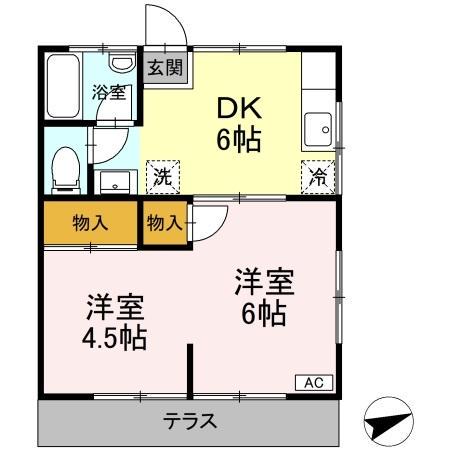 昭友荘(2DK/1階)の間取り写真