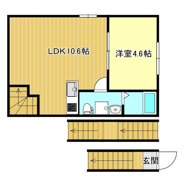 リベルテ村上(1LDK/3階)の間取り写真
