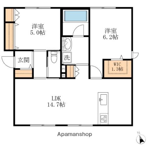 LICHTGLANZ本郷町(2LDK/1階)の間取り写真