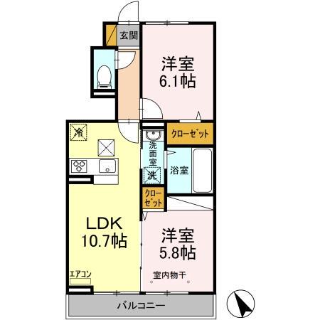 フルールコート(2LDK/1階)の間取り写真