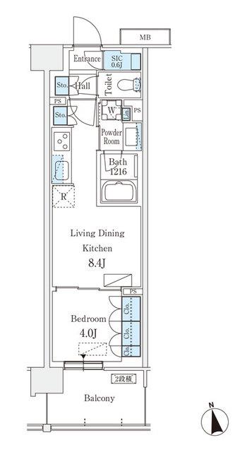 スカイグランデ津田沼(1LDK/2階)の間取り写真