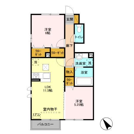 ルピナス(2LDK/1階)の間取り写真