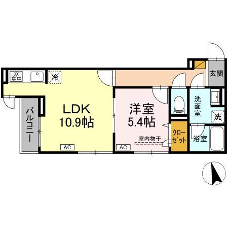 D-ZEST(1LDK/2階)の間取り写真