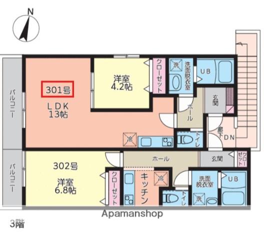 アイフラット(1LDK/3階)の間取り写真
