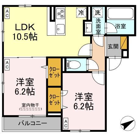 RESI NOIR(2LDK/2階)の間取り写真