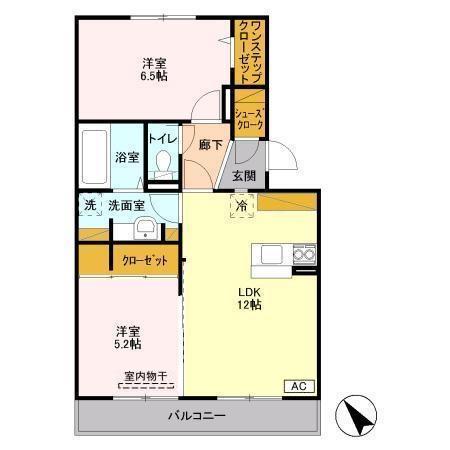 八千代の杜 イーストパークB(2LDK/2階)の間取り写真