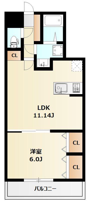ミリアビタ飯山満Ⅱ(1LDK/3階)の間取り写真