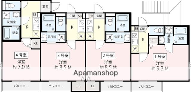 NEXUS Ⅰ(1K/2階)の間取り写真