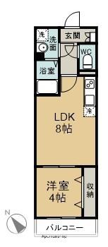 ERIU(1LDK/1階)の間取り写真