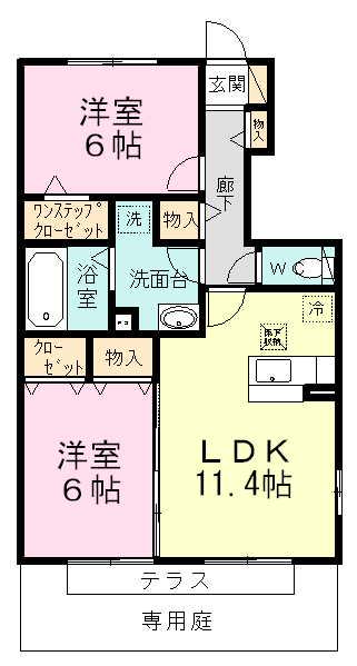 アミティエ(2LDK/1階)の間取り写真