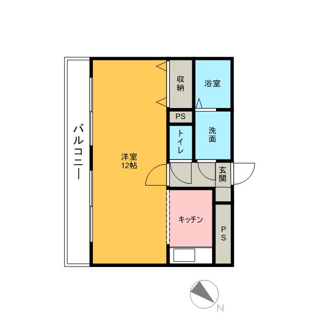 サニードエル5(1K/2階)の間取り写真