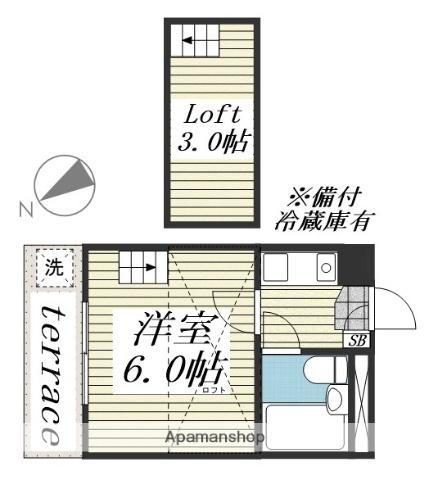 ジュネパレス津田沼第20(1K/1階)の間取り写真