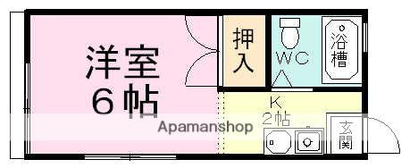 サンライズコートB(1K/2階)の間取り写真