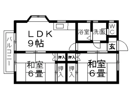 カーサフローラ新高根(2DK/1階)の間取り写真