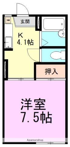 アーク江原台A(1K/1階)の間取り写真
