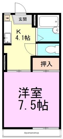 アーク江原台A(1K/2階)の間取り写真