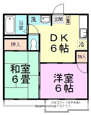 サンモールハイツA棟(2DK/2階)の間取り写真