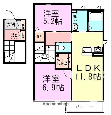 アンビエラ(2LDK/2階)の間取り写真