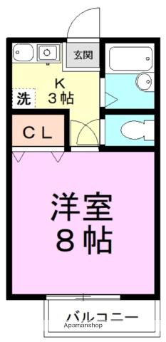 ジュネスさくら(1K/2階)の間取り写真