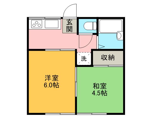 Mハイツ(2K/1階)の間取り写真