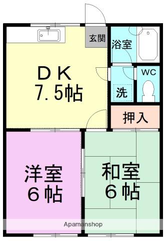 えるハイム(2DK/1階)の間取り写真