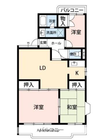 エントピア勝田台(3DK/2階)の間取り写真