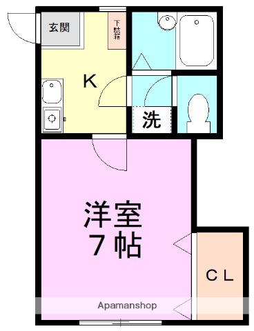 宍倉コーポA棟・B棟(1K/1階)の間取り写真