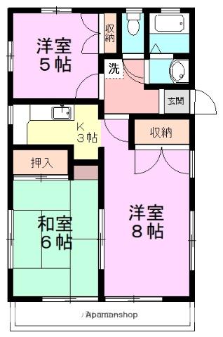 皆信ハイツⅠ(3K/2階)の間取り写真