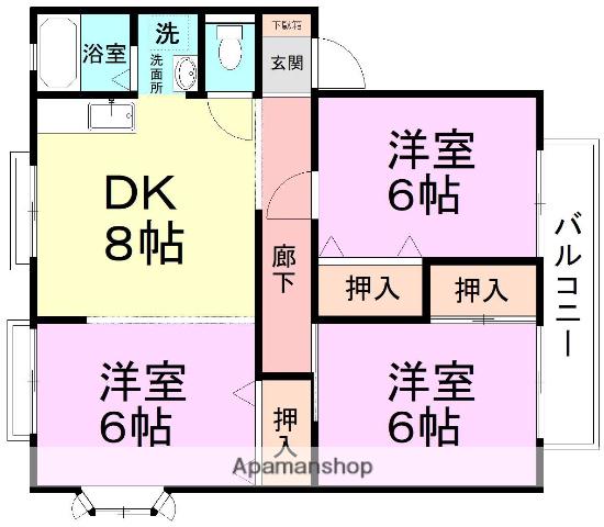 ハイツ遊都飛愛(3DK/2階)の間取り写真