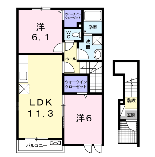 アルモニーB(2LDK/2階)の間取り写真