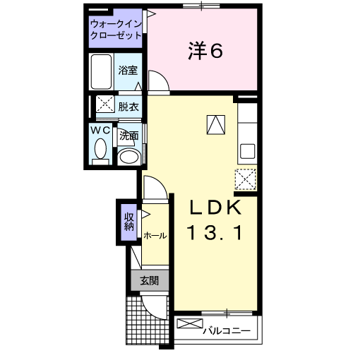 オズロード(1LDK/1階)の間取り写真