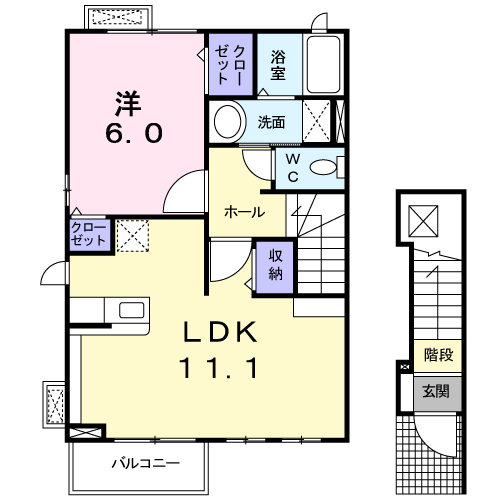 フォレスタⅡ(1LDK/2階)の間取り写真