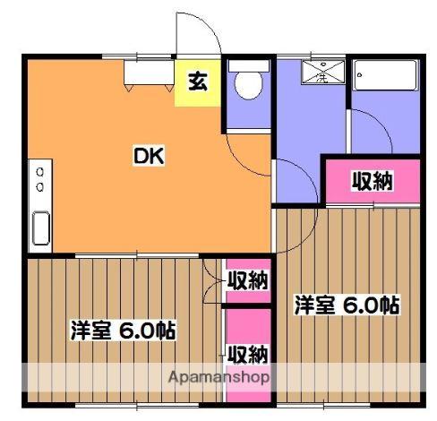 小林ハイツ(2DK/2階)の間取り写真