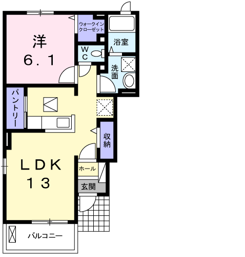 フルーツパーク富里館D(1LDK/1階)の間取り写真