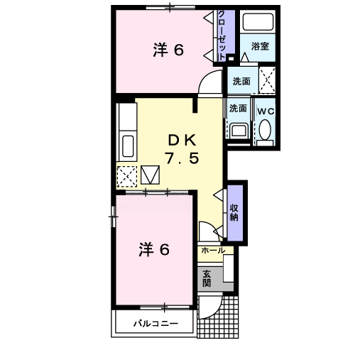 レクサスⅠ(2DK/1階)の間取り写真