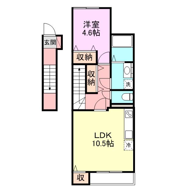 ベルゾーネ中村(1LDK/2階)の間取り写真
