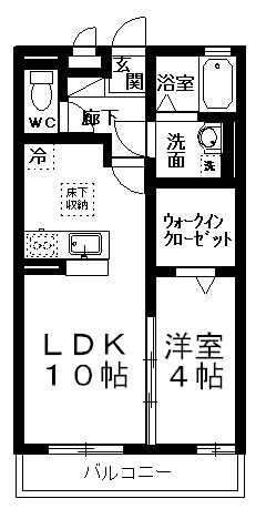 アヴェニール志津A(1LDK/2階)の間取り写真