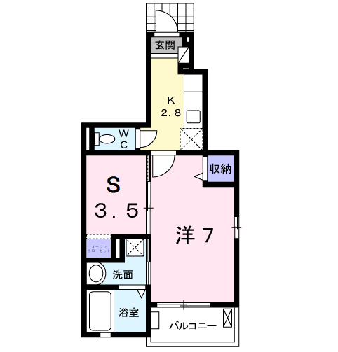 コンソラーレ(1K/1階)の間取り写真