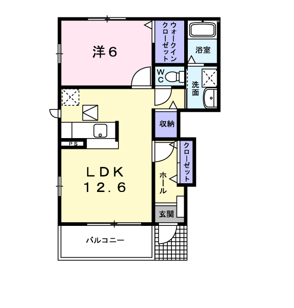 アンソレイエ Ⅴ(1LDK/1階)の間取り写真