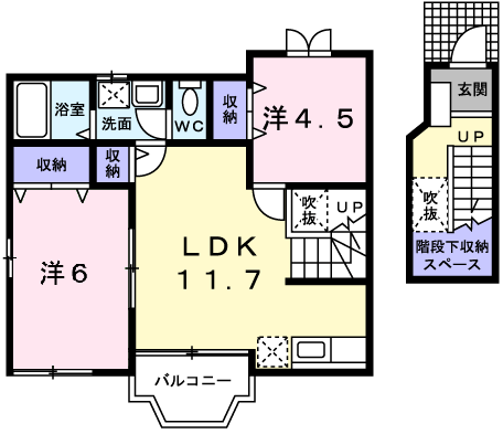 ルミエールⅡ(2LDK/2階)の間取り写真