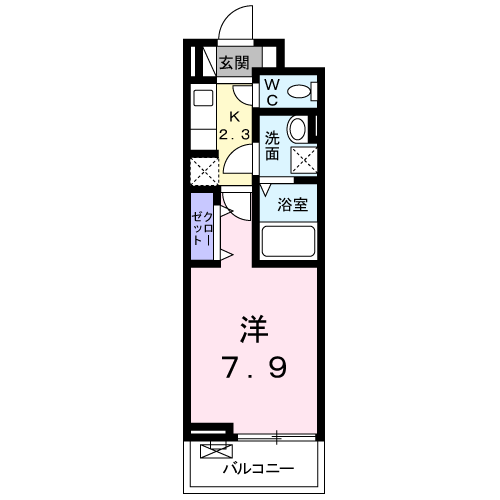 クレアーレ成田Ⅲ(1K/2階)の間取り写真