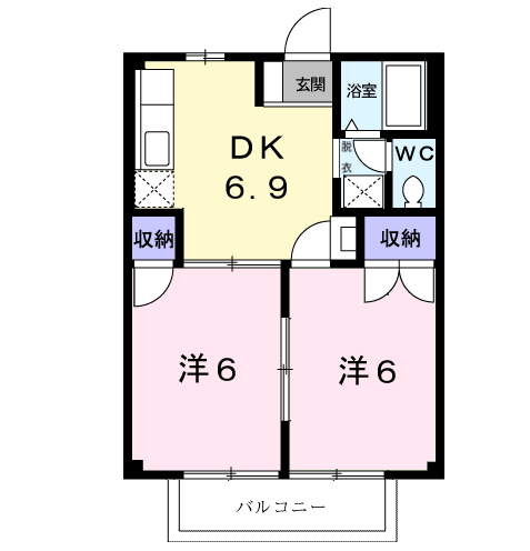 アーバンメロン(2DK/2階)の間取り写真
