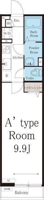 リブリ・都賀の杜(1K/2階)の間取り写真