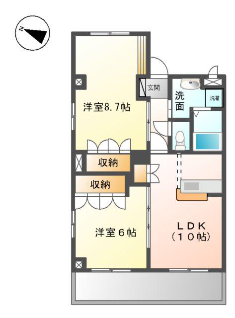 グランウッド(2LDK/2階)の間取り写真
