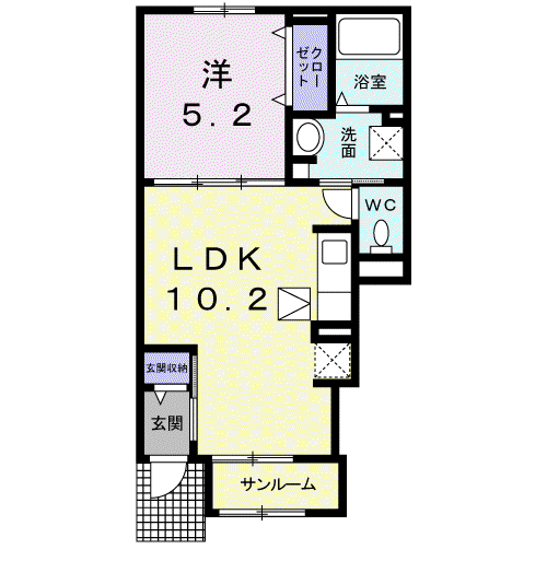 ラプレⅡ(1LDK/1階)の間取り写真