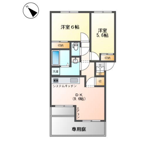 グレースヴィラⅠ(2DK/1階)の間取り写真