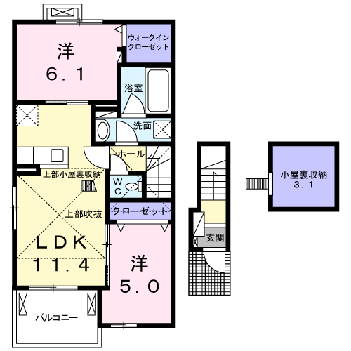 ROADSTERロードスターA(2LDK/2階)の間取り写真