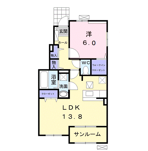 メゾンカルムⅨ(1LDK/1階)の間取り写真