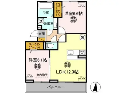 KOCHIA N・S A棟(2LDK/2階)の間取り写真