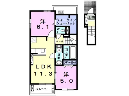 KSレジデンス王子台(2LDK/2階)の間取り写真